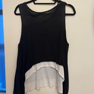 Club Monaco Asymmetrical Black and White Top